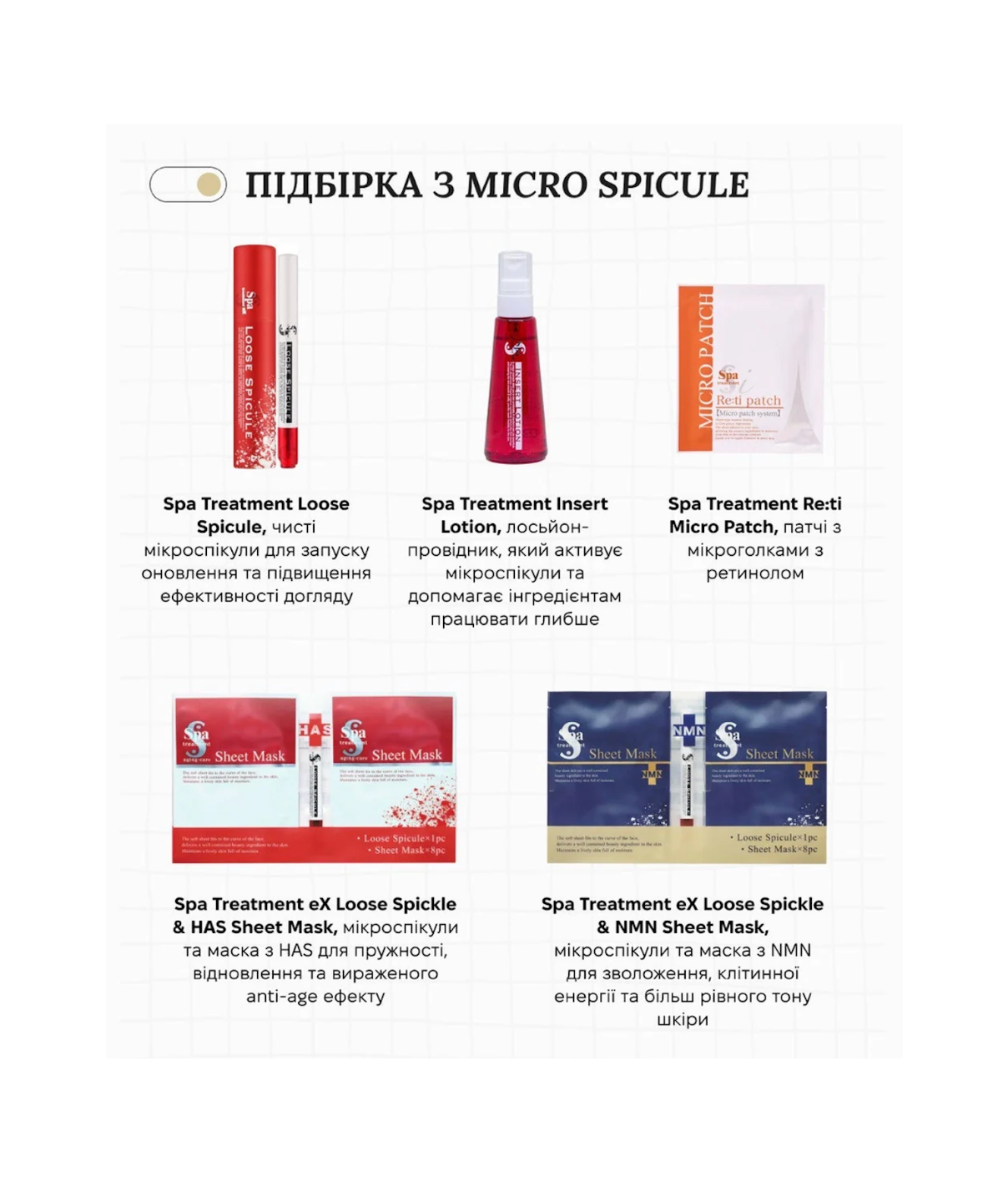 Spa Treatment Loose Spicule – японська анти-ейдж сироватка з мікроспікулами гіалуронової кислоти для домашнього мікронідлінгу без голок