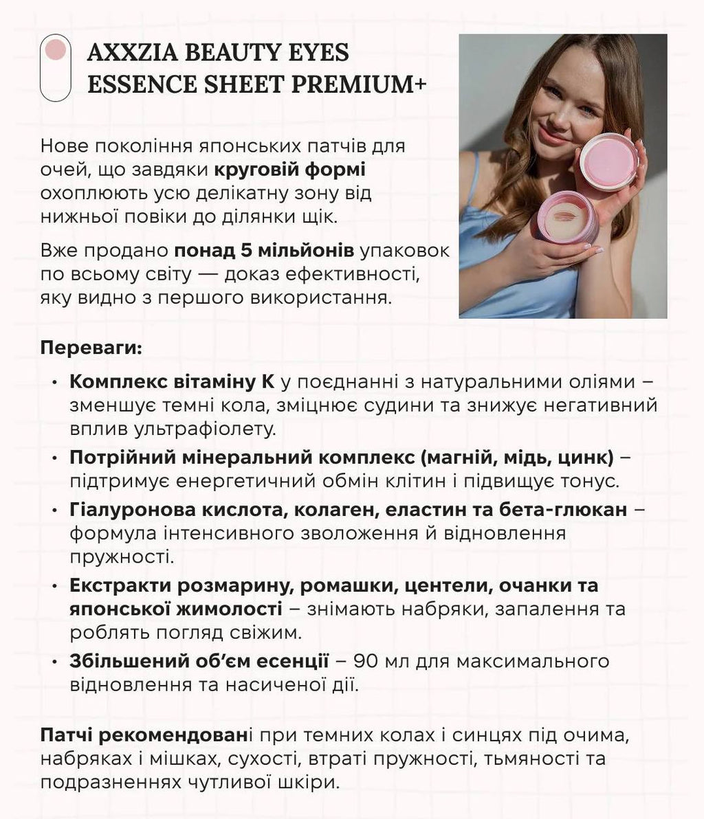 Есенс-маска AXXZIA Beauty Eyes Sheet PLUS для зони навколо очей