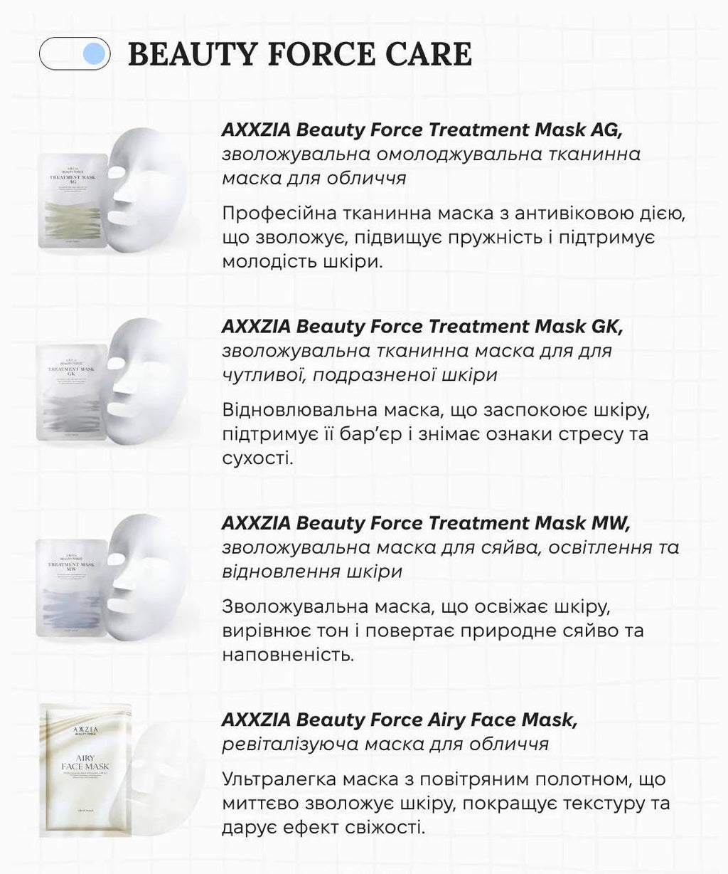 Маска для обличчя AXXZIA Beauty Force Airy